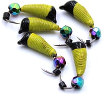 Вольфрамовая безнасадочная мормышка ЯМАН Ручейник №6, d-2.5 мм, l-8.5 мм, вес 0.90 г, кристалл хамелео Я-МР1167