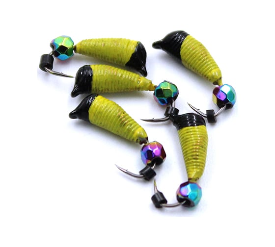 Вольфрамовая безнасадочная мормышка ЯМАН Ручейник №6, d-2.5 мм, l-8.5 мм, вес 0.90 г, кристалл хамелео Я-МР1167 1