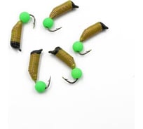 Вольфрамовая безнасадочная мормышка ЯМАН Ручейник №7, d-2.5 мм, l-9.5 мм, вес 0.95 г, зеленый шар Я-МР2142