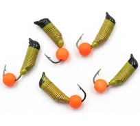 Вольфрамовая безнасадочная мормышка ЯМАН Ручейник №7, d-2.5 мм, l-9.5 мм, вес 0.95 г, красный шар Я-МР2144