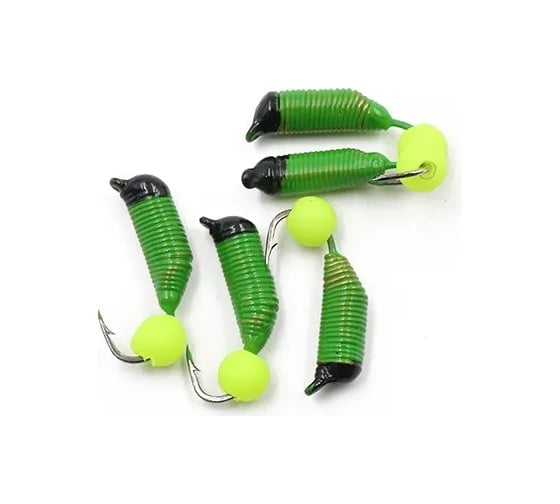 Вольфрамовая безнасадочная мормышка ЯМАН Ручейник №7, d-2.5 мм, l-9.5 мм, вес 0.95 г, желтый шар Я-МР2143 1