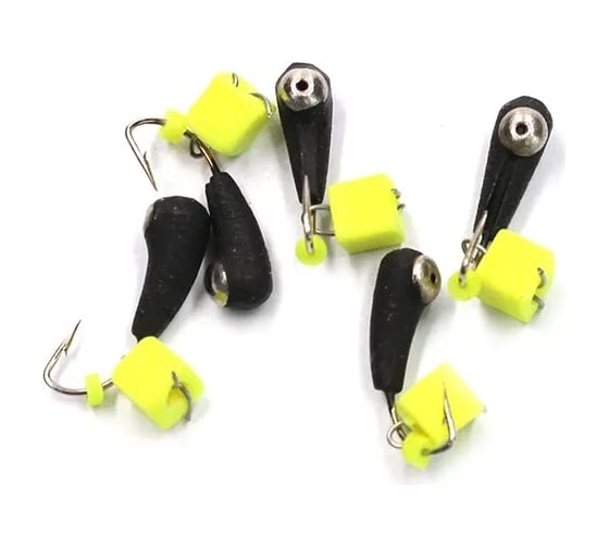 Вольфрамовая безнасадочная мормышка ЯМАН уралка с отверстием с коронкой из никеля, d-3 мм, вес 0.6 г, с желтым Я-МР1413 1