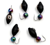 Вольфрамовая безнасадочная мормышка ЯМАН овсинка с коронкой из никеля, d-3 мм, вес 0.7 г, кристалл хамел Я-МР1629