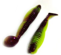 Виброхвост ЯМАН pro arris shad, р.4 inch, цвет n26 - violet chartreuse, 4 шт. YP-AS4-26