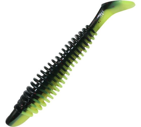 Виброхвост ЯМАН pro arris shad, р.5.5 inch, цвет n32 - black red flake/chartreuse, 4 шт. YP-AS55-32 1
