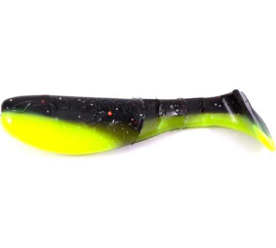 Виброхвост ЯМАН pro boost up, р.4 inch, цвет n32 - black red flake/chartreuse, 4 шт. YP-BU4-32 1