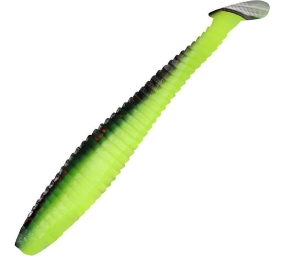 Виброхвост ЯМАН pro flatter shad, р.3 inch, цвет n32 - black red flake/chartreuse, 6 шт. YP-FS3-32 1