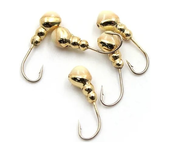 Мормышка ЯМАН муравей с отверстием, gold plated, с фосфорной пяткой, d 3, вес 0.3 г, 5 шт Я-МР0161 1