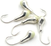 Мормышка ЯМАН уралка с отверстием, silver plated, с фосфорной пяткой, d 4, вес 0.5 г, 5 шт Я-МР0181