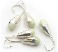 Мормышка ЯМАН капля с отверстием, silver plated, с фосфорной пяткой, d 6, вес 1.3 г, 5 шт Я-МР0157