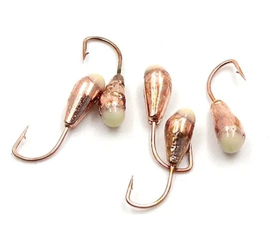 Мормышка ЯМАН капля с отверстием, copper plated, с фосфорной пяткой, d 4, вес 0.45 г, 5 шт Я-МР0144 1