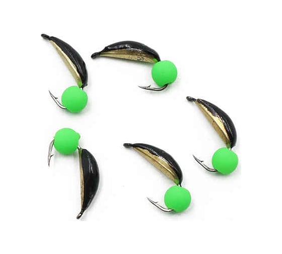Вольфрамовая безнасадочная мормышка ЯМАН капелька №2, вес 0.50 г, фц. зеленый шар, латунь, 5 шт Я-МР2031 1