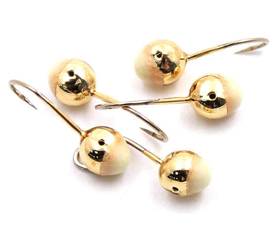 Мормышка ЯМАН шар с отверстием, gold plated, с фосфорной пяткой, d 5, вес 0.7 г, 5 шт Я-МР0195 1