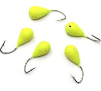 Вольфрамовая мормышка ЯМАН точеная капля с отверстием, р. 4, вес 1.1, желтый, 5 шт Я-МР2438