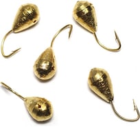Вольфрамовая мормышка ЯМАН точеная капля с отверстием, р. 5, вес 1.8, золото, 5 шт Я-МР2415