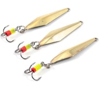 Вертикальная блесна ЯМАН скат с тройником, размер 33 мм, вес 2.7 г, цвет латунь, 3 шт. Я-БВ137