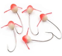 Полимерная мормышка ЯМАН шар, красная шапка с отверстием, d-5 мм, крючок №12, фосфор красный, 5 шт Я-МР1889