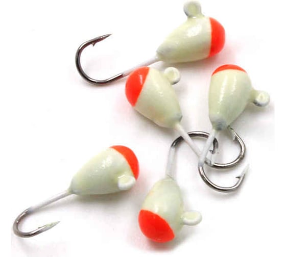 Мормышка ЯМАН капля с ушком, цвет 19, с красной пяткой, d 4, вес 0.5 г, 5 шт Я-МР0775 1