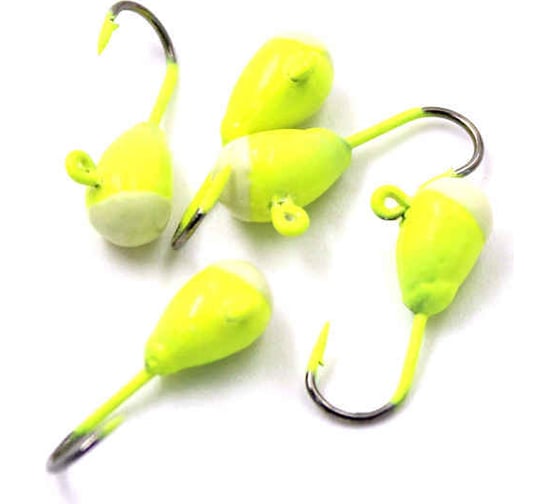 Мормышка ЯМАН капля с ушком, цвет 01, с фосфорной пяткой, d 4, вес 0.5 г, 5 шт Я-МР0773 1