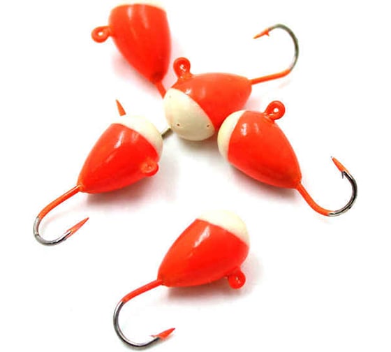 Мормышка ЯМАН капля с ушком, цвет 04, с фосфорной пяткой, d 6, вес 1.4 г, 5 шт Я-МР0780 1