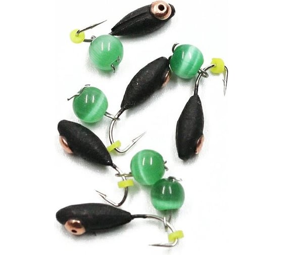 Вольфрамовая безнасадочная мормышка ЯМАН овсинка с медной коронкой, d-4 мм, вес 1.1 г, кошачий глаз Я-МР1384 1