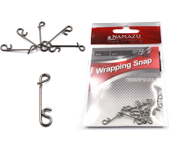 Безузловая застежка Namazu wrapping snap, цвет bn, р. l, test-15 кг, 10 шт N-FT-WSL 1