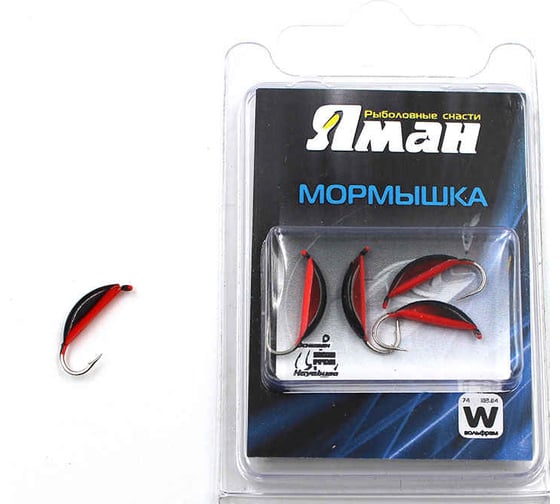 Мормышка ЯМАН вольфсупер банан с ушком, р. 3, вес 0.90 г, черный/красный, 5 шт Я-МР0422 1