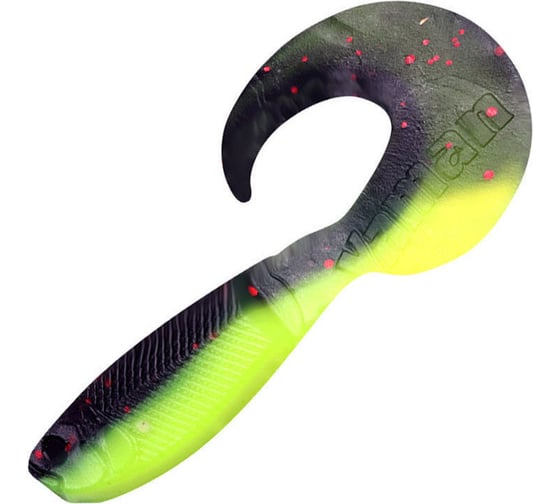Твистер ЯМАН pro mermaid tail, р.3 inch, цвет n32 - black red flake/chartreuse, 10 шт. YP-MT3-32 1