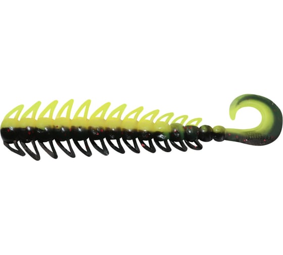 Твистер ЯМАН pro ruff, р.4 inch, цвет n32 - black red flake/chartreuse, 5 шт. YP-R4-32 1