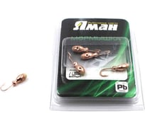 Мормышка ЯМАН щелкун с отверстием, copper plated, с фосфорной пяткой, вес 0.5 г, 5 шт Я-МР0134