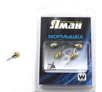Мормышка ЯМАН вольфкапля с фосфором с отверстием, р. 5, вес 1.70, золото, 5 шт Я-МР0570