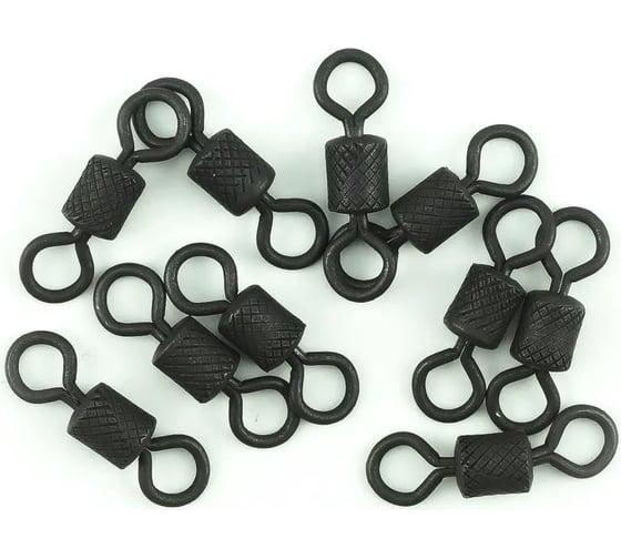 Вертлюг Namazu pro rolling ribbed swivel, латунь, carbon, р. 2, test-43 кг, 10 шт NP-FT-RRS2C 1