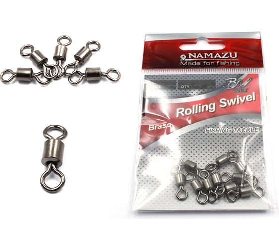 Вертлюг Namazu rolling swivel, латунь, цвет bn, р. 10, test-4 кг, 10 шт N-FT-CS10 1