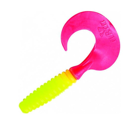Твистер ЯМАН pro spiral, р.2.5 inch, цвет n06 - chartreuse red tail, 10 шт. YP-S25-06