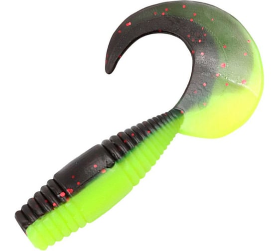 Твистер ЯМАН pro spry tail, р.3 inch, цвет n32 - black red flake/chartreuse, 8 шт. YP-ST3-32 1