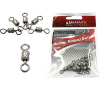 Вертлюг Namazu rolling ribbed swivel, латунь, цвет bn, р. 4/0, test-125 кг, 5 шт N-FT-RRS4/0