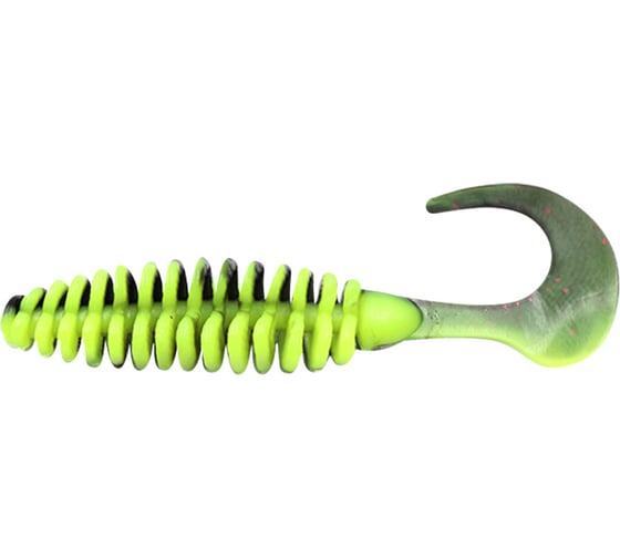 Твистер ЯМАН pro battery tail, р.5 inch, цвет n32 - black red flake/chartreuse, 3 шт. YP-BT5-32-3