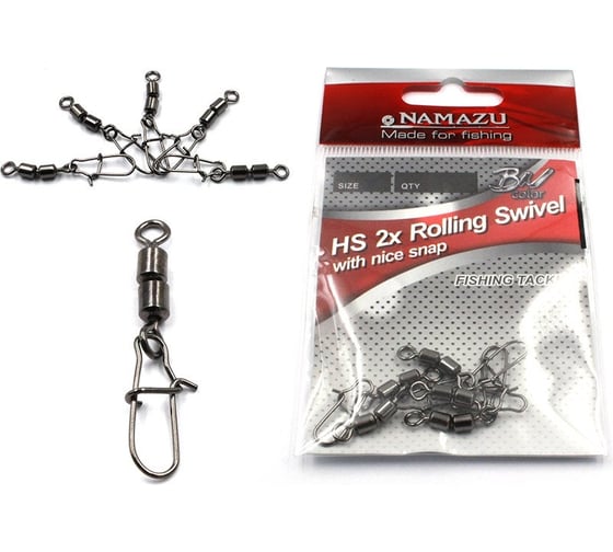 Двойной вертлюг с застежкой Namazu hs 2x rolling swivels with nice snap, цвет bn, р. 4, test-23 кг N-FT-HSD4 1