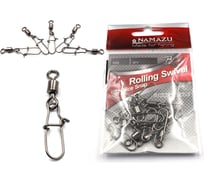 Вертлюг с застежкой Namazu rolling swivel with nice snap, цвет bn, р. 2, test-65 кг, 10 шт N-FT-CSNS2