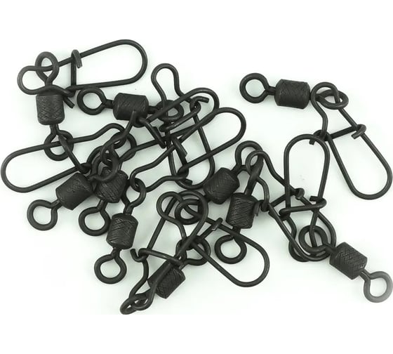 Вертлюг с застежкой Namazu pro rolling ribbed swivel with nice snap, цвет carbon, р. 4, test-43 кг NP-FT-RSNS4C 1