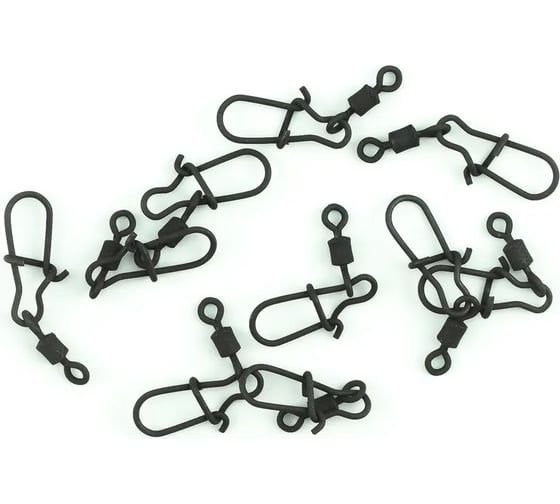 Вертлюг с застежкой Namazu pro rolling ribbed swivel with nice snap, цвет carbon, р. 12, test-8 кг NP-FT-RSNS12C 1