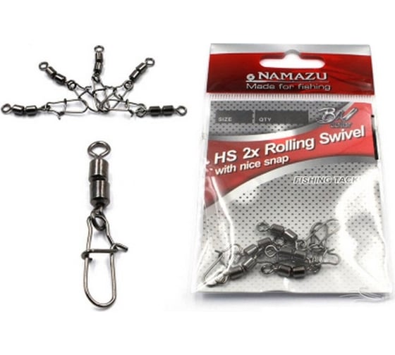 Вертлюг с застежкой Namazu pro rolling ribbed swivel with nice snap, цвет carbon, р. 3, test-57 кг NP-FT-RSNS3C 1
