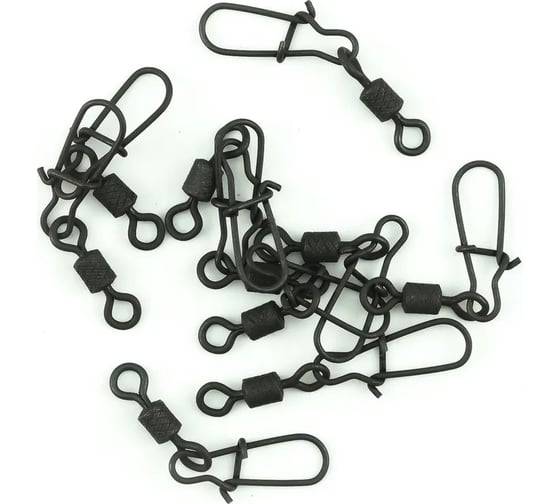 Вертлюг с застежкой Namazu pro rolling ribbed swivel with nice snap, цвет carbon, р. 6, test-27 кг NP-FT-RSNS6C 1