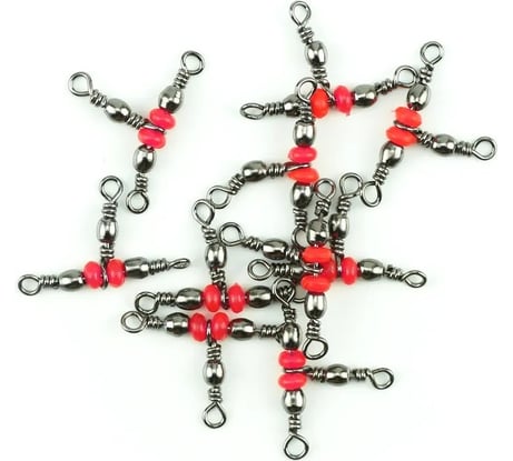 Тройной вертлюг Namazu tripple swivel, латунь, цвет bn, р. 14x16, test-8 кг, 10 шт N-FT-TS14
