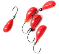 Литая мормышка ЯМАН жучок, вес 0.5 г, крючок kumho №27, красный, 5 шт Я-МР1246ФК