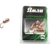Мормышка ЯМАН шмель с отверстием, copper plated, вес 1.2 г, 5 шт Я-МР0027