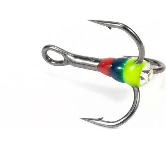 Крючок-тройник светофор с каплей и камнем Namazu размер 8 int, цвет ryb, 5 шт N-HTL8RYB 1