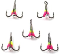 Крючок-тройник светофор с каплей и камнем Namazu размер 8 int, цвет vyg, 5 шт N-HTL8VYG