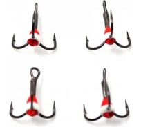 Крючок-тройник светофор с каплей и камнем Namazu размер 8 int, цвет rw, 5 шт N-HTL8RW