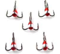 Крючок-тройник светофор с каплей и камнем Namazu размер 12 int, цвет rw, 5 шт N-HTL12RW